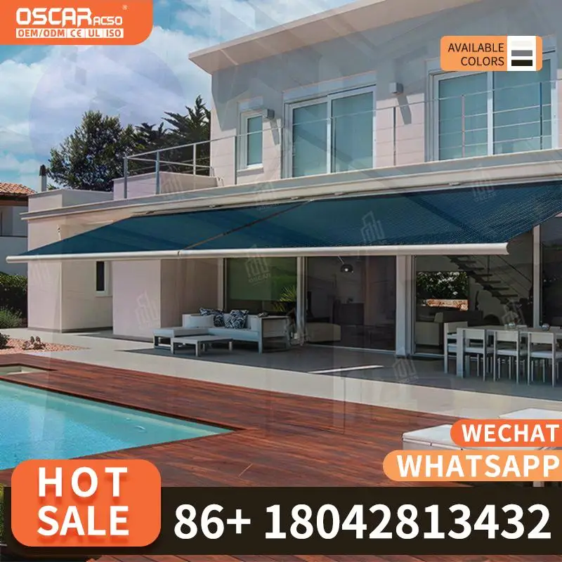 

Outdoor Motorized Automatic Aluminum Awning with Steel Frame for Patio Terrace Backyard Retractable Awning