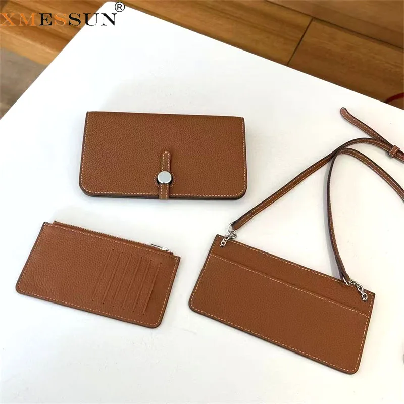 2026 New Large Capacity Long Women's Wallet Top Layer Soft Leather Simple Handbag Litchi Pattern Wallet For Women