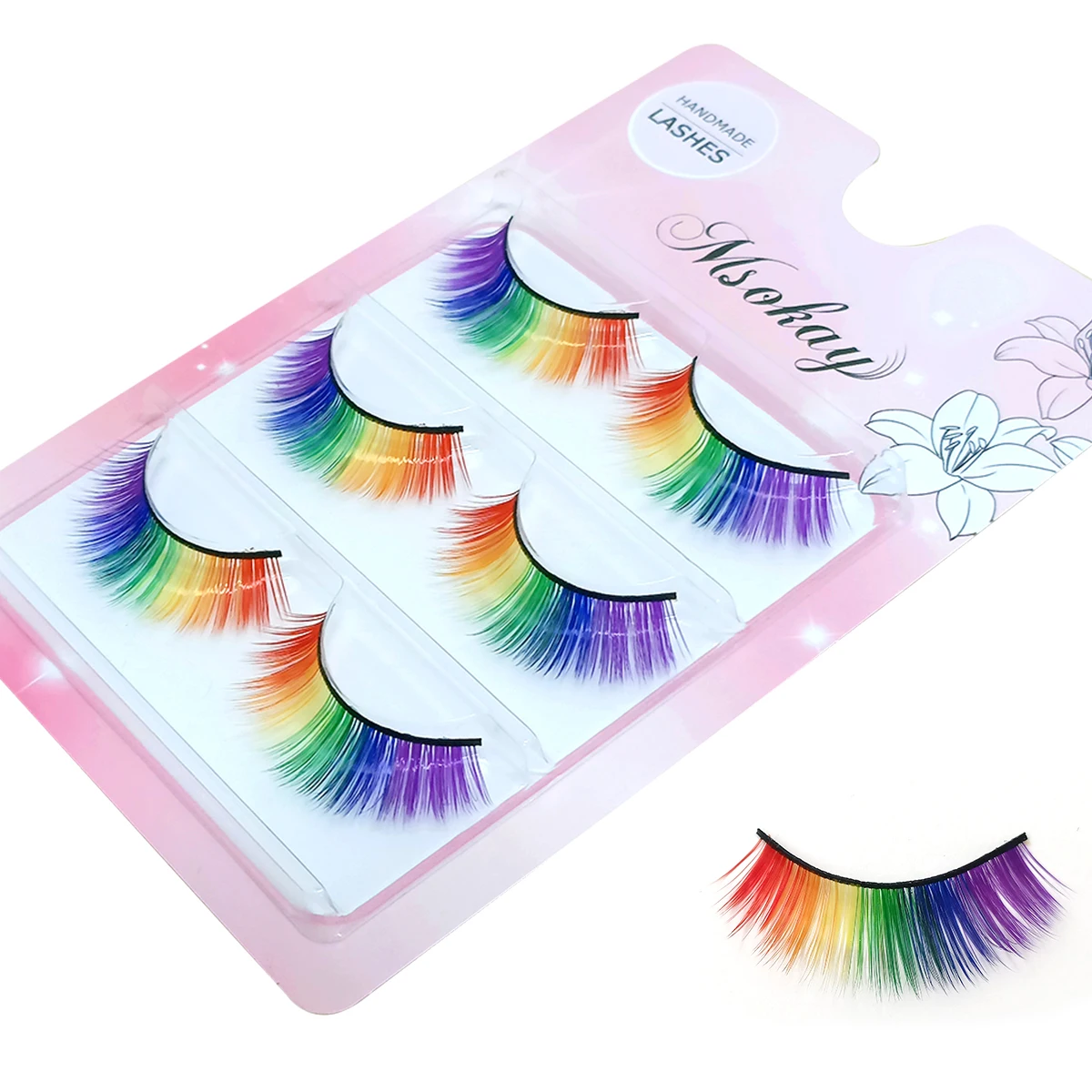 3 paia 3D soffici ciglia colorate ciglia finte colori arcobaleno ciglia per bambole trucco ciglia finte estensione ciglia lunghe