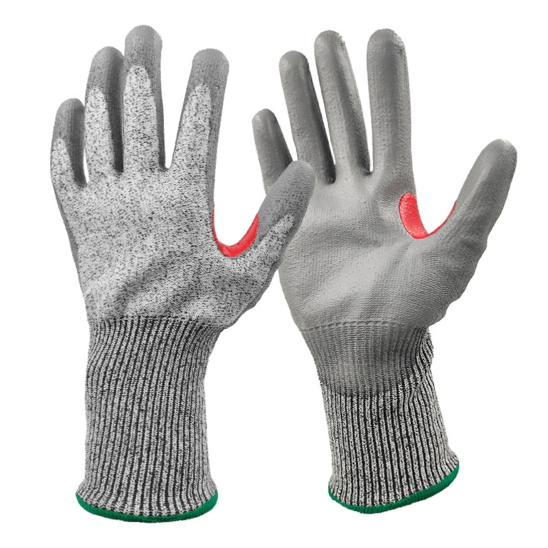 1Pair Industry DIY Accessories Cut Resistant Work Gloves PU Adhesive Level 5 Protection Safety Labor Gloves