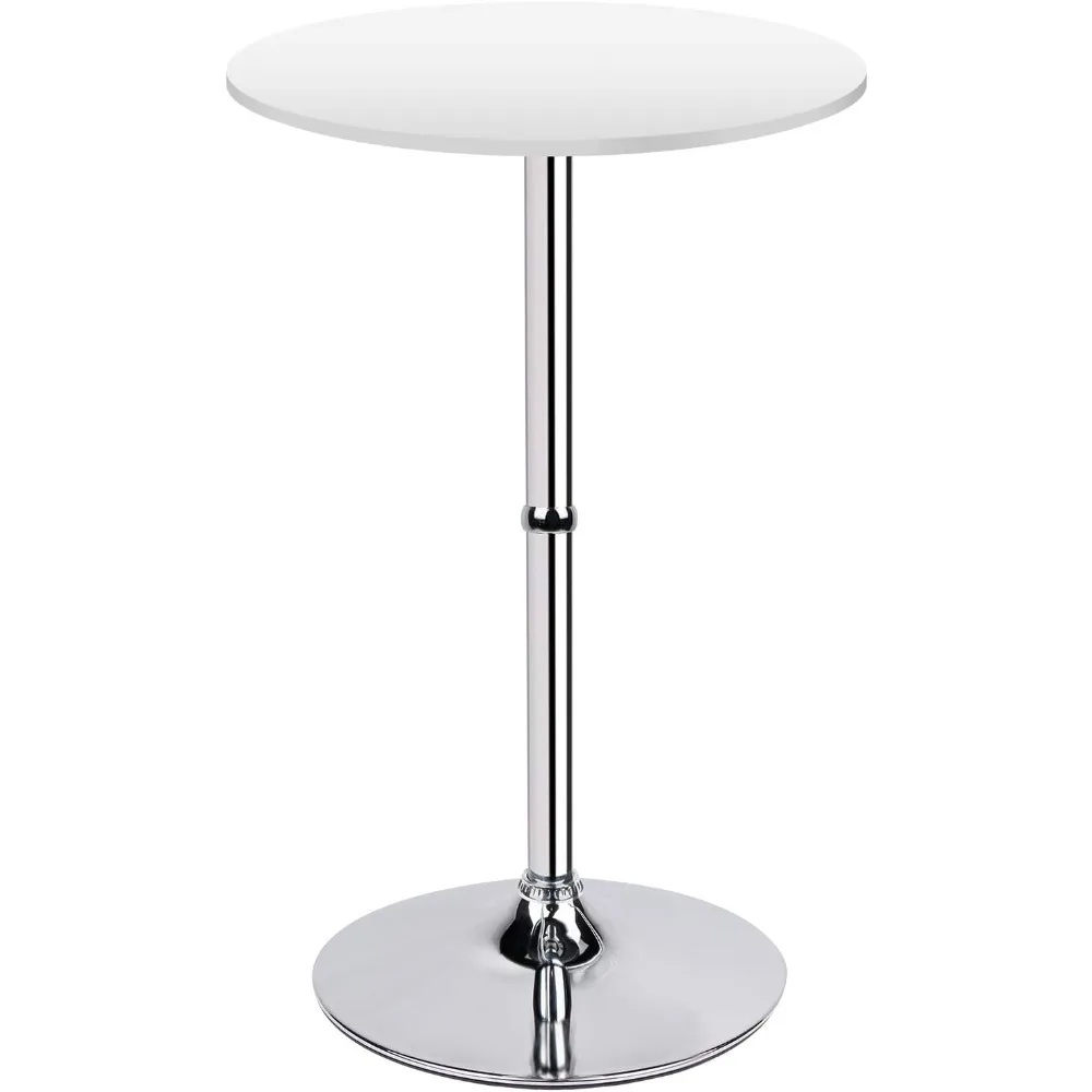 

Белый 41-дюймовый барный стол с высокой круглой столешницей и серебряной основой