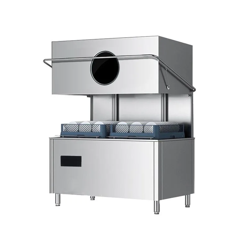 Commercial Stainless Steel Double Tank Hood Type High Efficiency Automatic Dishwasher For Hotel Canteen Catering Kitchen Use