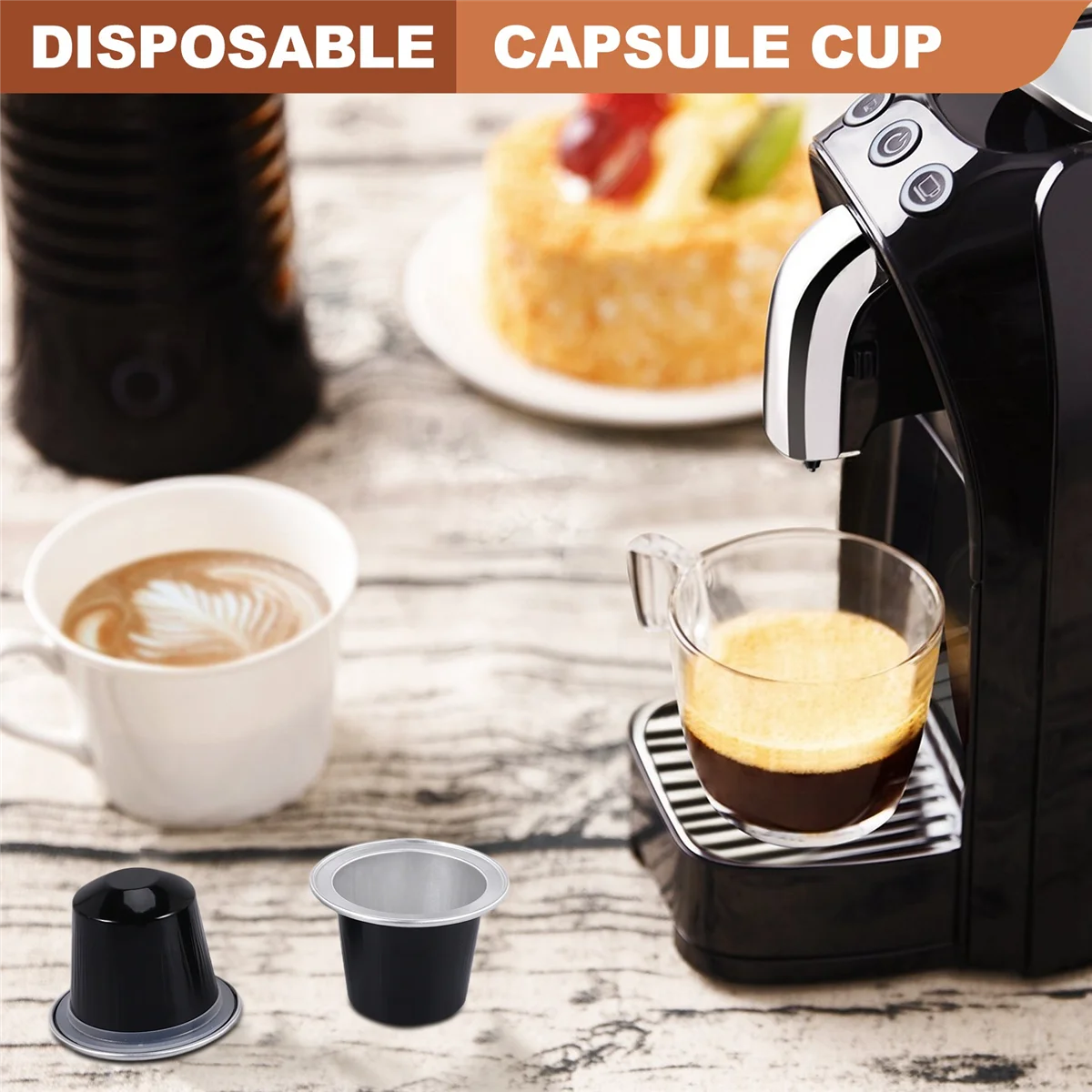 Y02A50Sets Refillable Coffee Capsules Cup Disposable Coffee Capsules Packaging Cafe Supplies for Nespresso Black