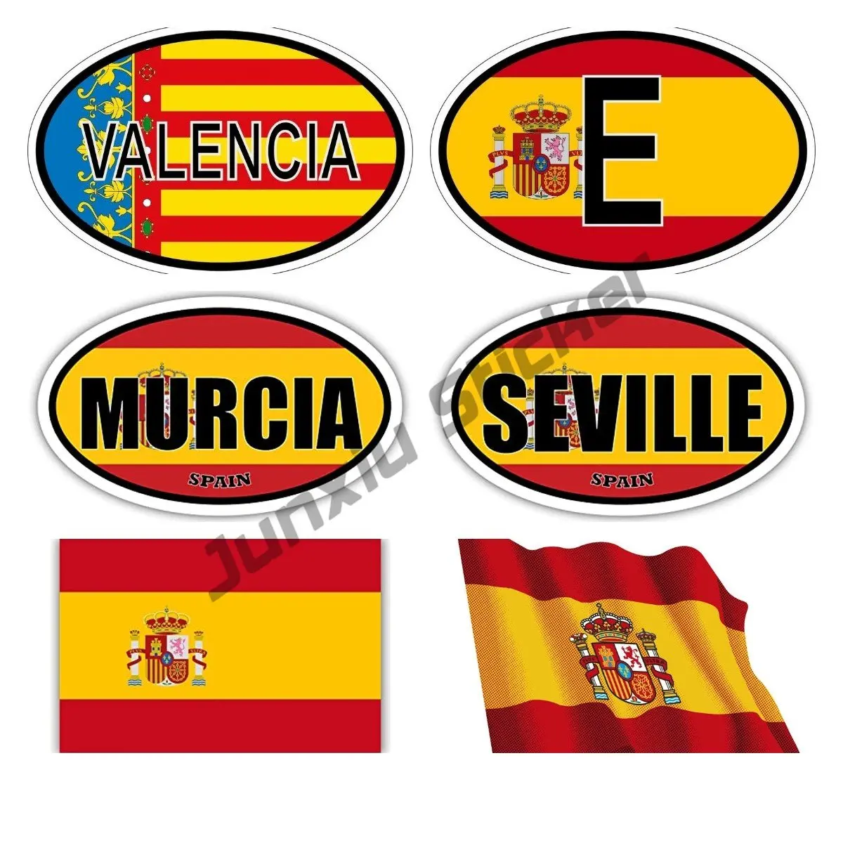 

Retro Espana Oval Spanish Spain Flag Stickers Country Code E Map Flag Vinyl Decal Car, Van Decal Self-Adhesive Sticker