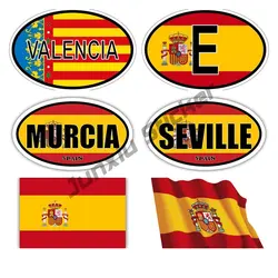 Retro Espana Oval Spanish Spain Flag Stickers Country Code E Map Flag Vinyl Decal Car, Van Decal Self-Adhesive Sticker