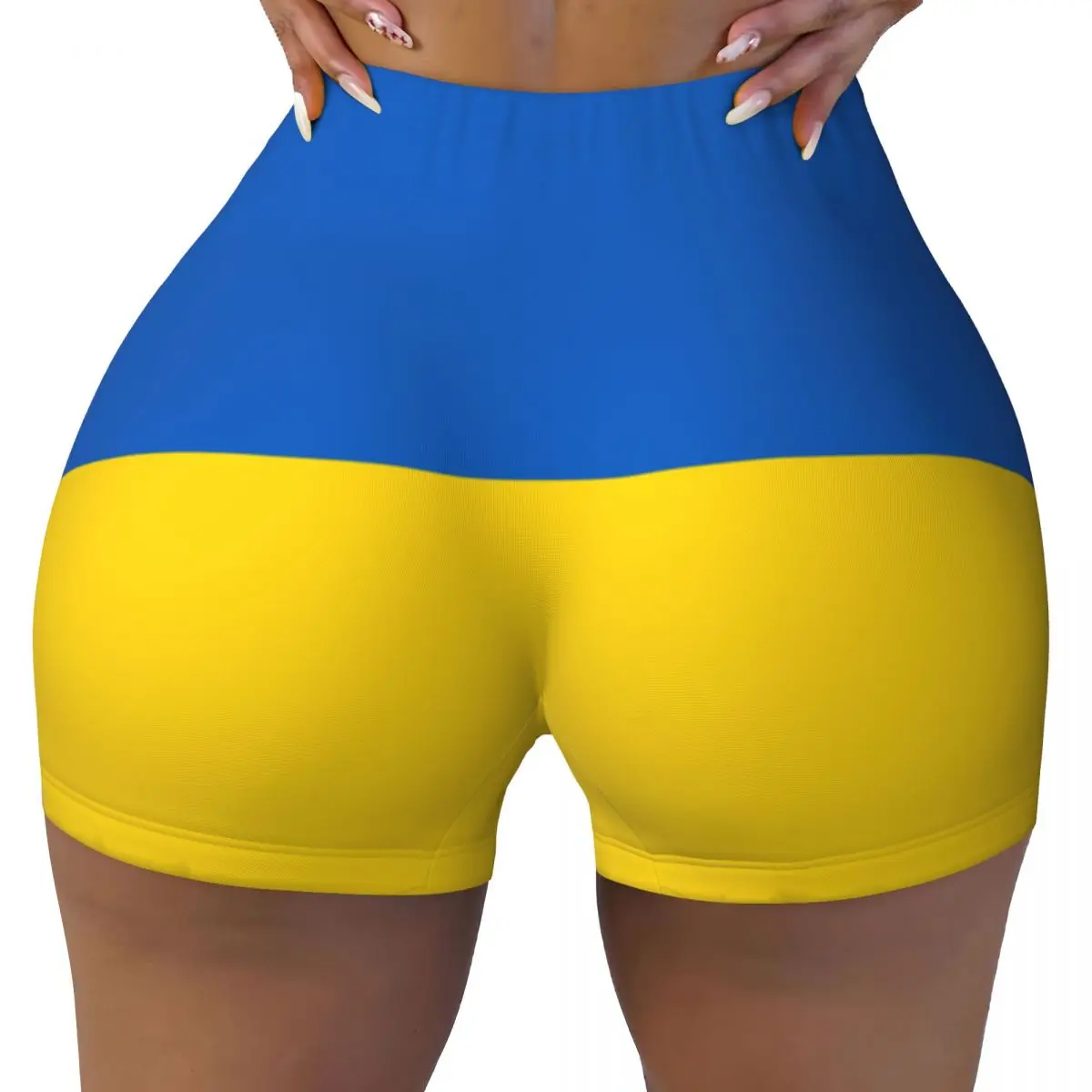 Sexy Tight Hip Sports Shorts Ukraine Flag Fitness Women\'s Comfortable Yoga Shorts