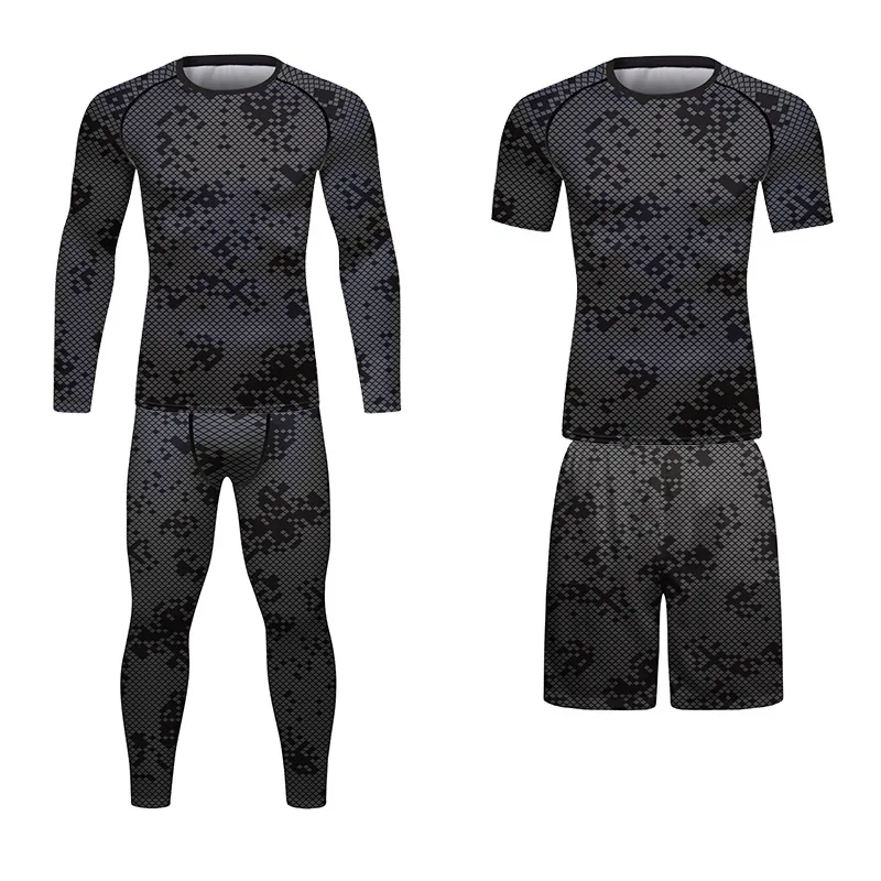 

Men's MMA Workout Sport Suit Compression Boxing Muay Thai Sportswear Running Training ExerciseTracksuit Fitness Gym Clothing Set