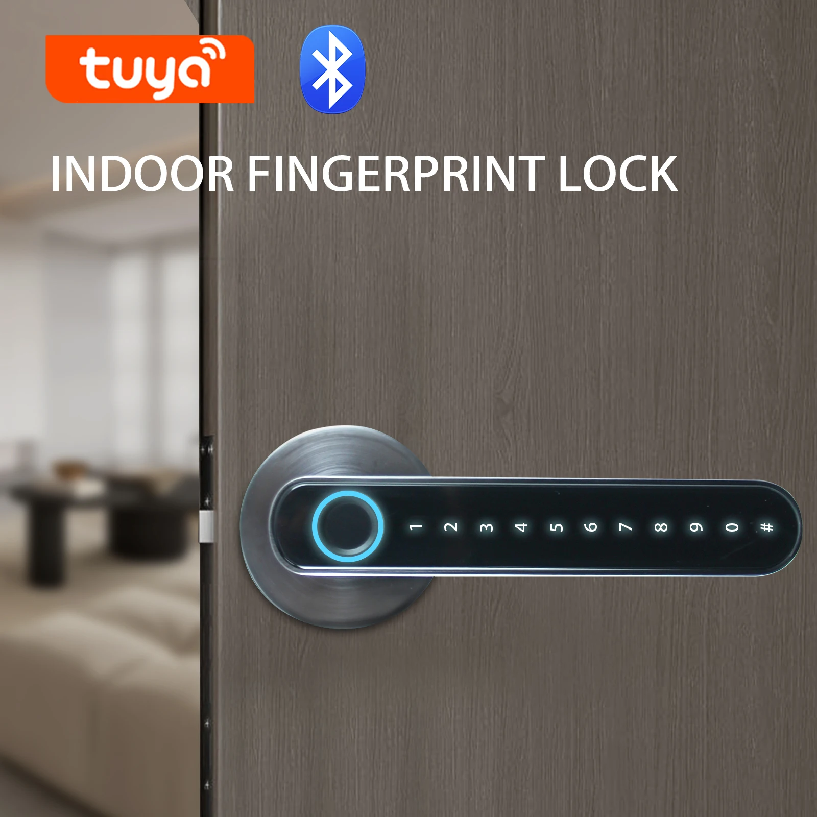 Tuya Smart Door Lock Digital Electronic Lock Biometric Fingerprint Door Handle Keyless Digital Password Smart Home Lock