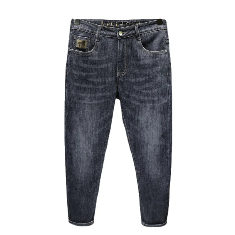 

Черно-серые джинсы мужские эластичные модные брендовые узкие брюки на весну и осень длинные брюки четыре сезона можно носить взрослый джентльмен