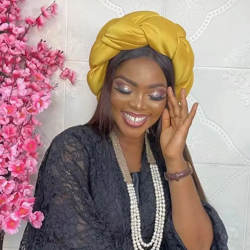 

Модная повязка на голову с косой большого размера, африканская шапка-тюрбан для женщин, Нигерия, головной убор для свадебной вечеринки, женская повязка на голову, аксессуар