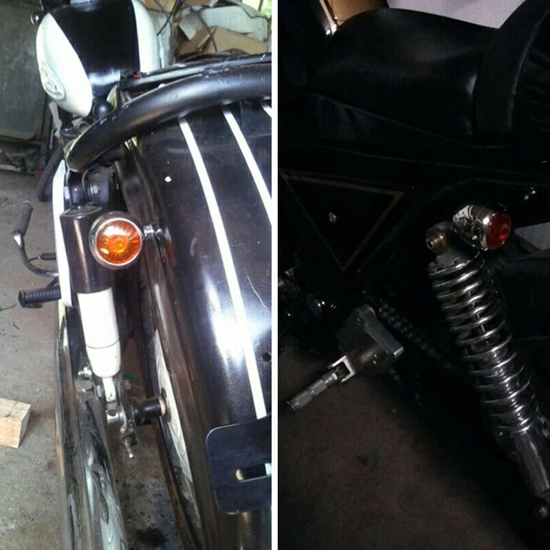 A21F-4Pc Chrome Motocicleta Turn Signal Light Led Lâmpada Do Motor Para Cafe Racer