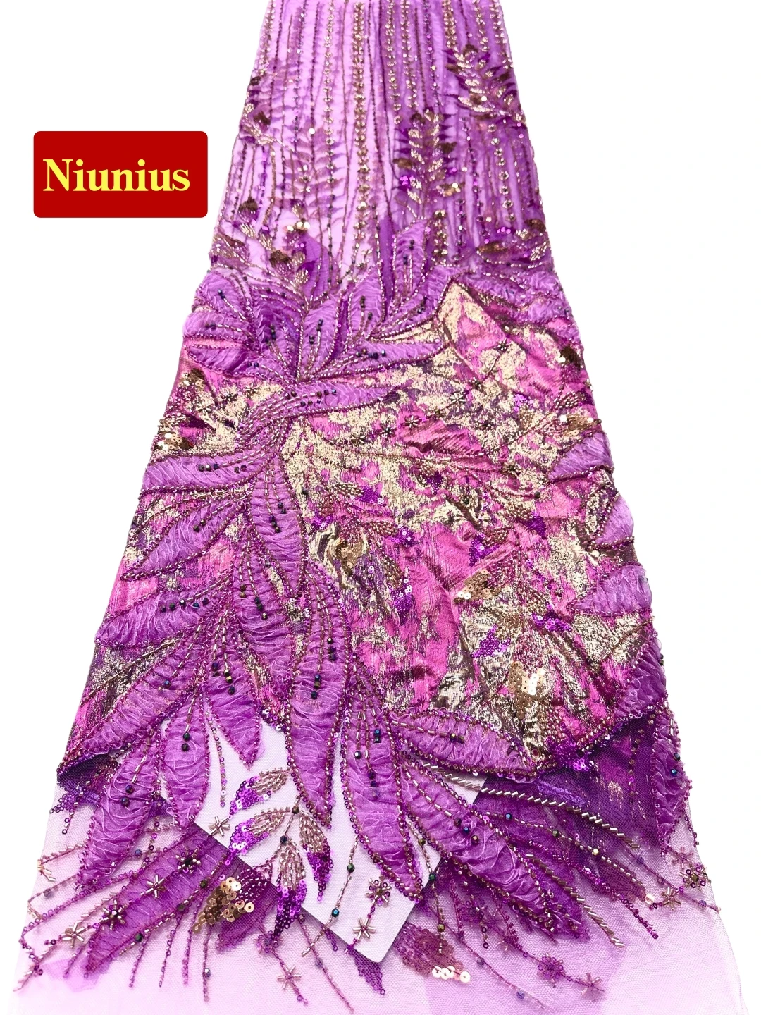 

2026Best Quality Elegant Soft Jacquard Chiffon with Stones Lace - Premium Fabric for Wedding & Evening DressesNN2796_R