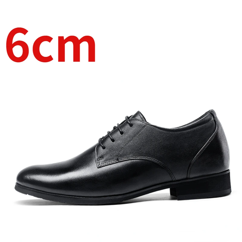 Height-increasing Derby Shoes for Men's Dress 7cm Elevator Wedding Leather Shoes Genuine Leather Breathable Thick Platform Shoe