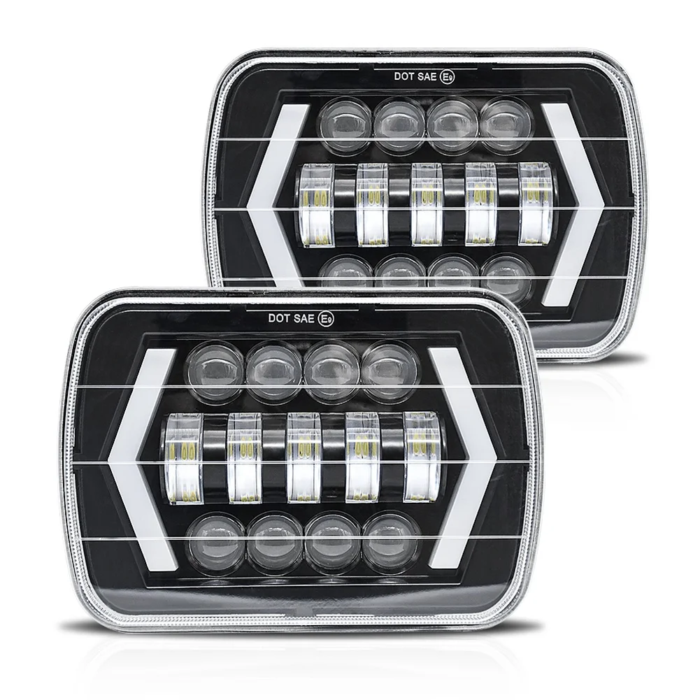 5X7 LED Headlights, 100W 7X6 LED Headlight with DRL High Low Beam Rectangular for Jeep Wrangler Cherokee XJ H6054LL