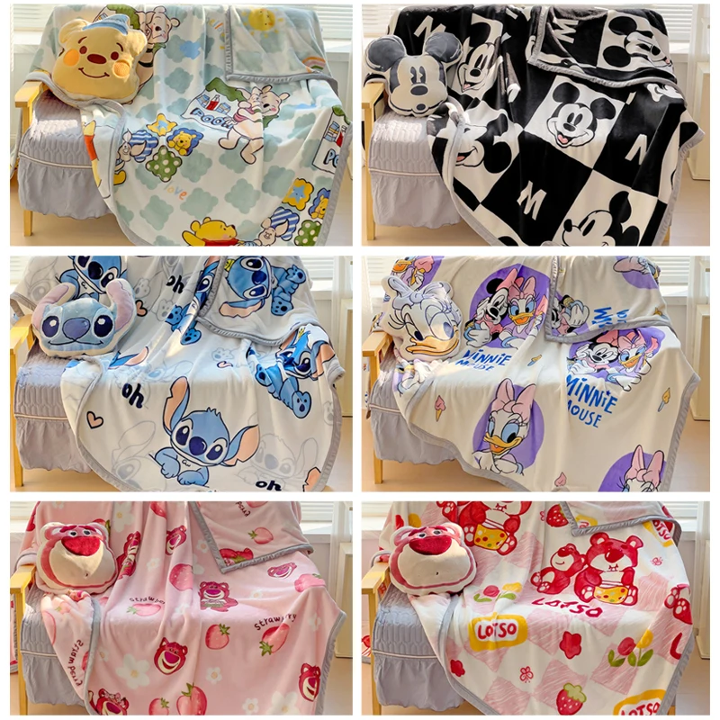 Disney dwustronna mleczna koralowa aksamitna koc na łóżko ścieg Mickey Lotso domowa Sofa biurowa koce zimowa kołdra prześcieradła