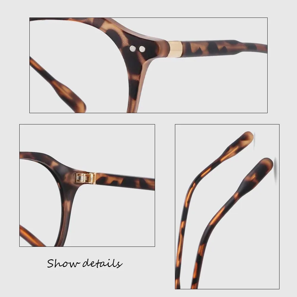 53965 retro redondo plástico titânio anti luz azul armações de óculos ópticos rebite masculino feminino tr90 moda computador óculos