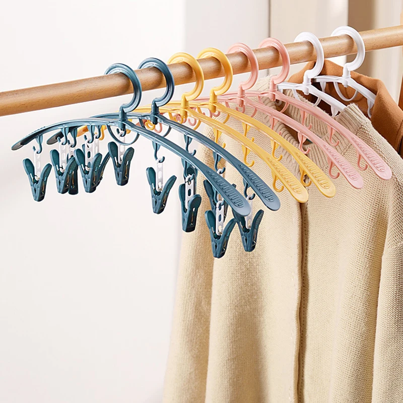 1 Pack Plastic Clothes Hanger Non-Slip Coat Hanger Dry Wet Trousers Pants Hanger with Rotating Hook for Home Indoor Outdoor