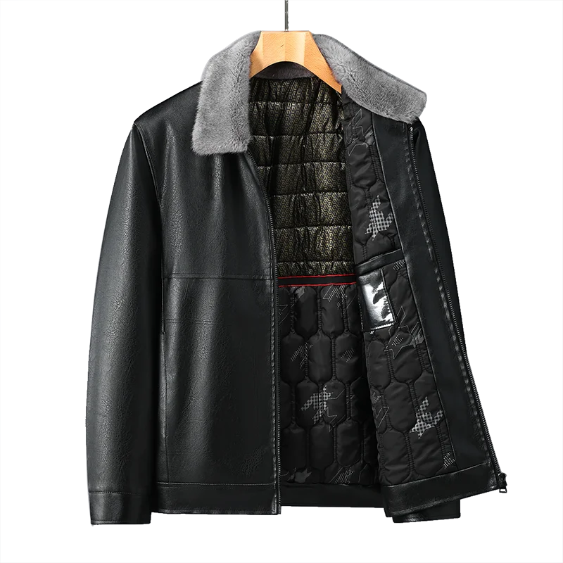 

Windproof Casual Leather Jacket New Item Men Winter Korean Version Casual Jacketor Dad Middle-aged and Elderly Fashionable Coat