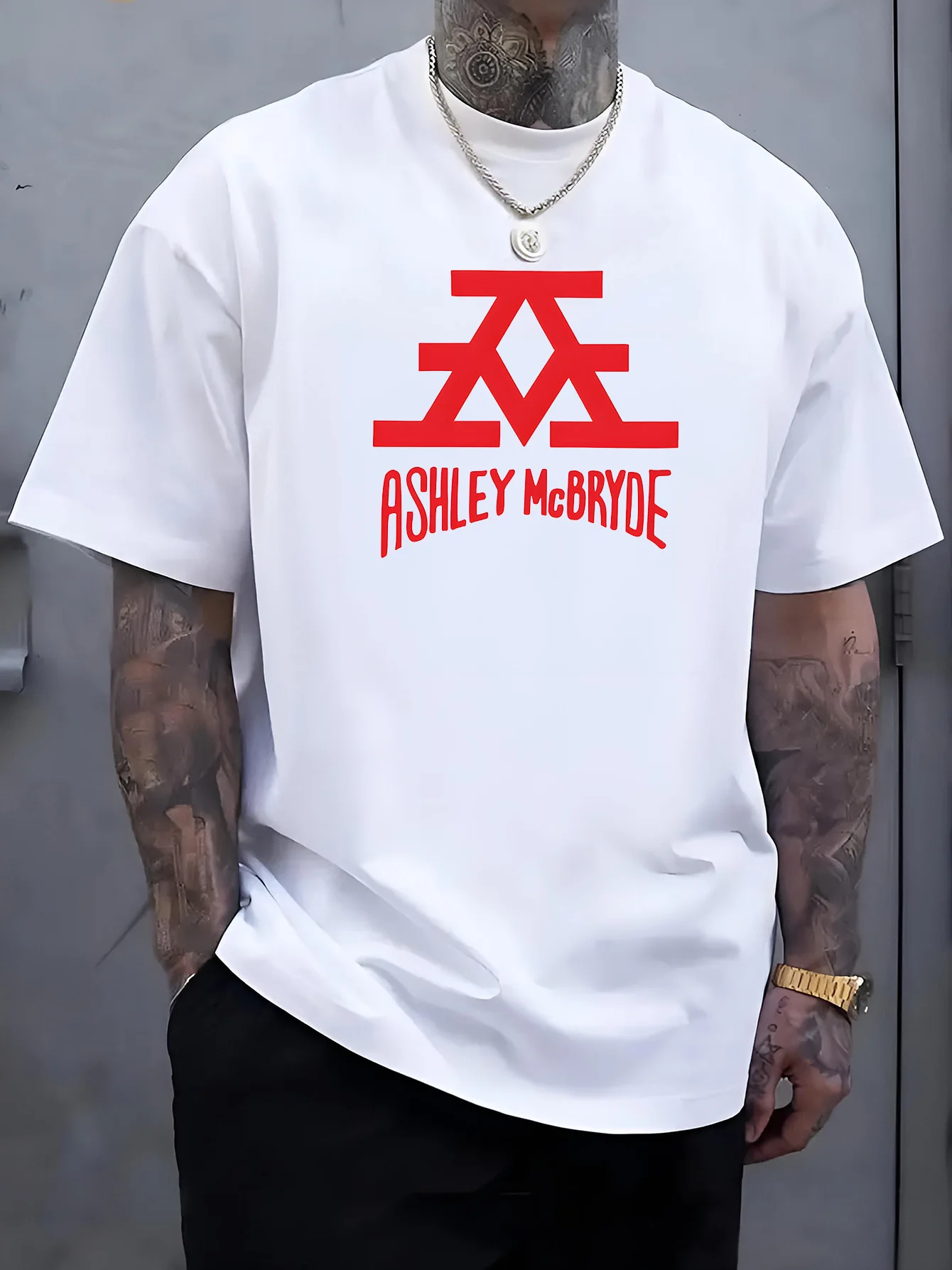 New Fashion Mens Black Basic Tee Classic Ashley Mcbryde Red Monogram Logo Country Singer Vintage Fan Light Round Neck Shirts