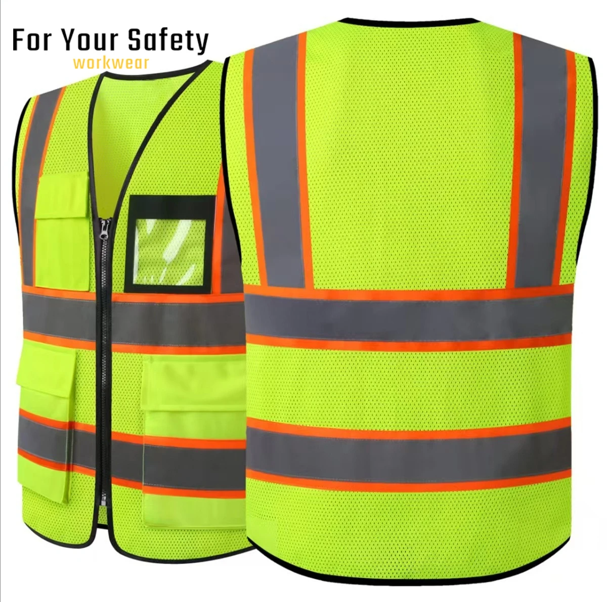 Mesh Construction Work Vest with Pockets Breathable Road Workers Costume Aircraft Maintenance Engineer Multipocket Vest