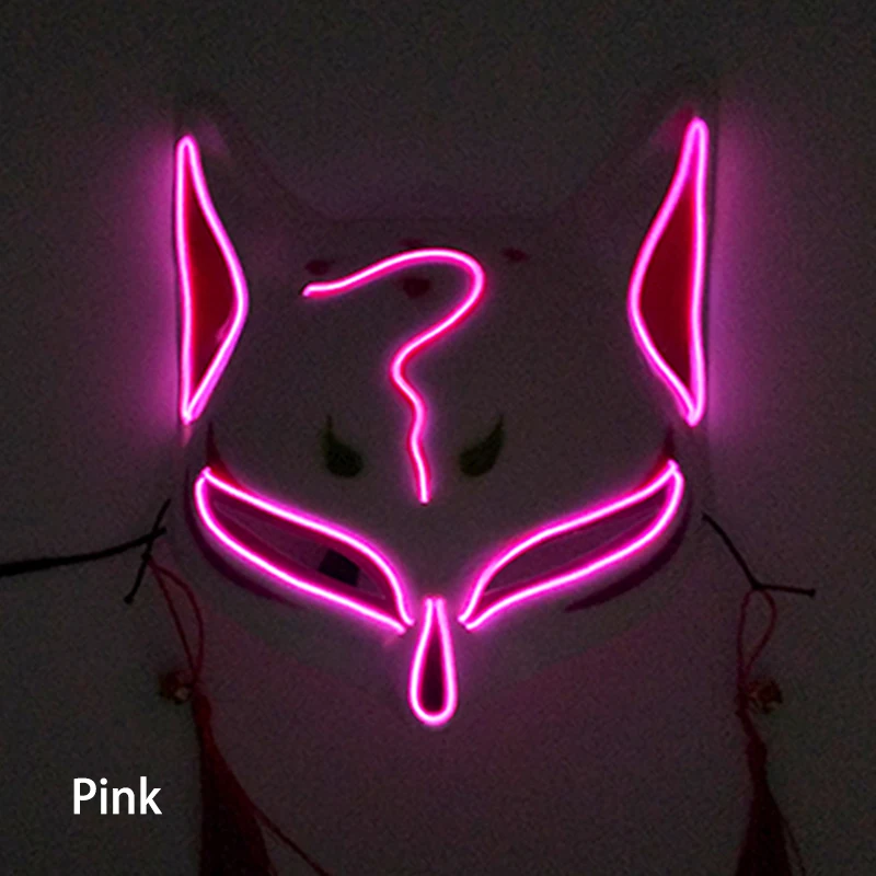 Holiday Light Up Neon Disguise Half Face Ball Mask LED Luminous Fox Mask Flashing Glowing Masquerade Dance Party Mask Costume