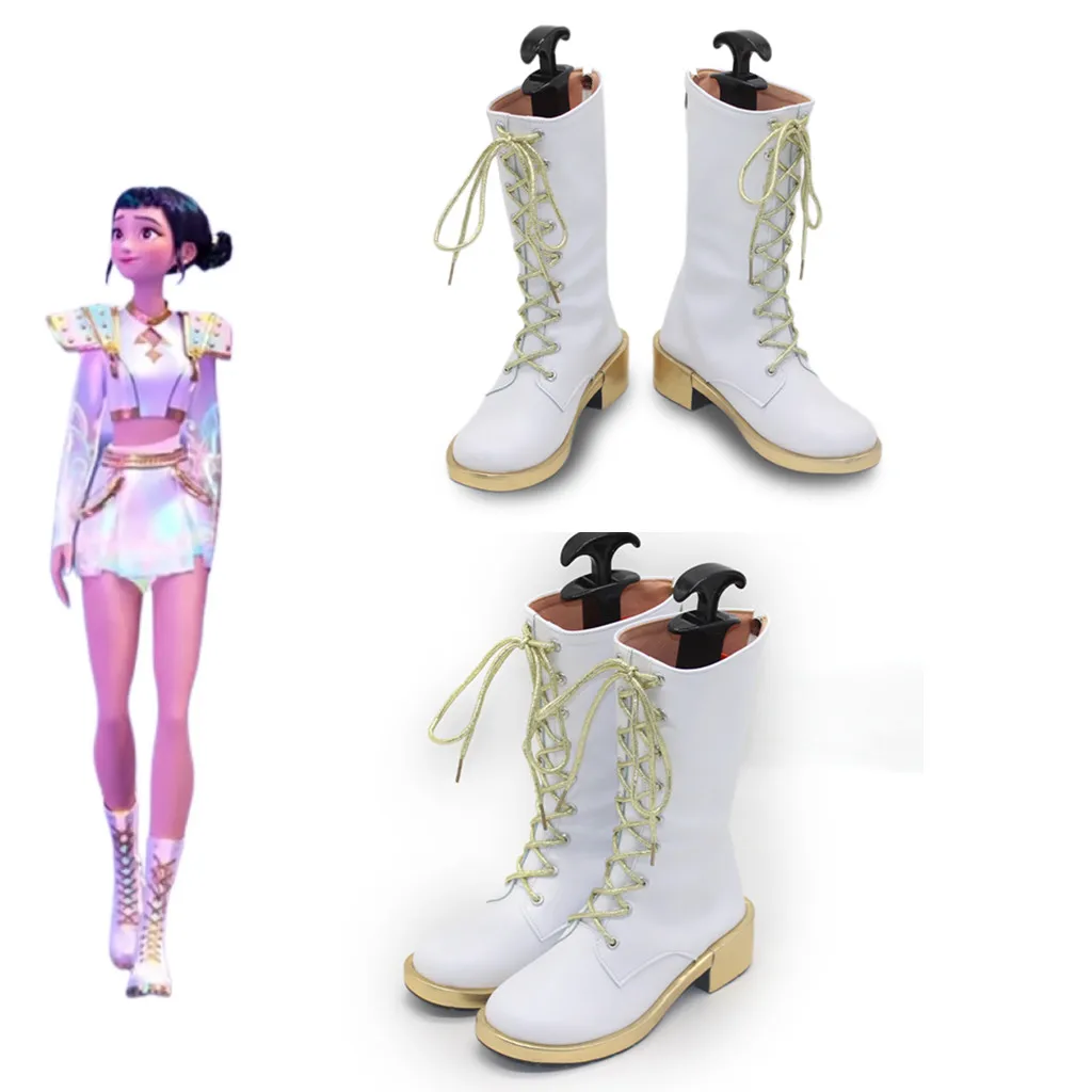 KPop Demon Hunters Rumi Zoey Mira Wit Gouden Dans Outfit Laarzen Cosplay Schoenen Halloween Carnaval Props Volwassen Kinderlaarzen