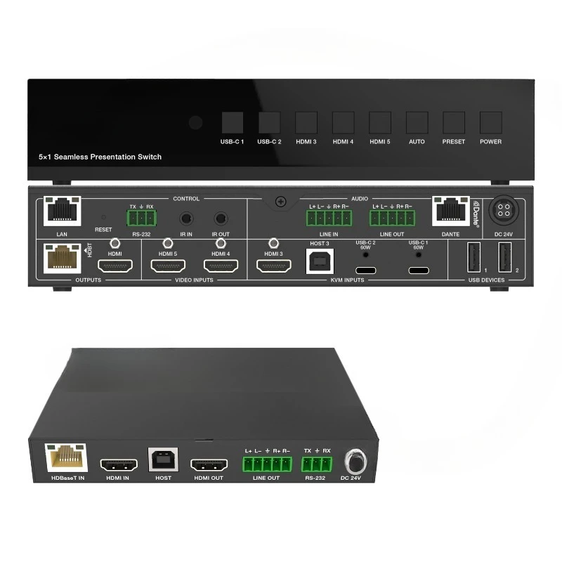 5X1 HDMI demo switcher usb-c input KVM switcher 5x1 supports 2x2
