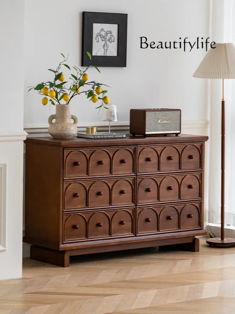 

Antique Style Solid Wood Chest of Six Drawers French Entry Lux Vintage Drawer Storage Cabinet Living Room Bedroom Locker
