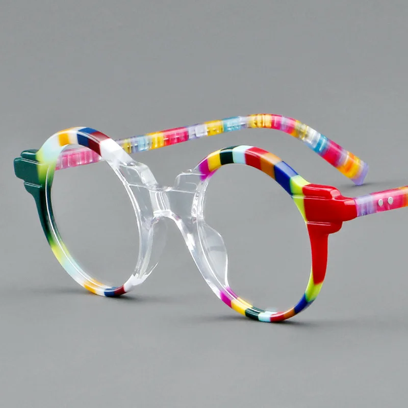VCKA Retro Acetate Myopia Anti-blue Discolor Glasses Frames Women Men Custom Optical Prescription Luxury Eyewear -0.5 to -10