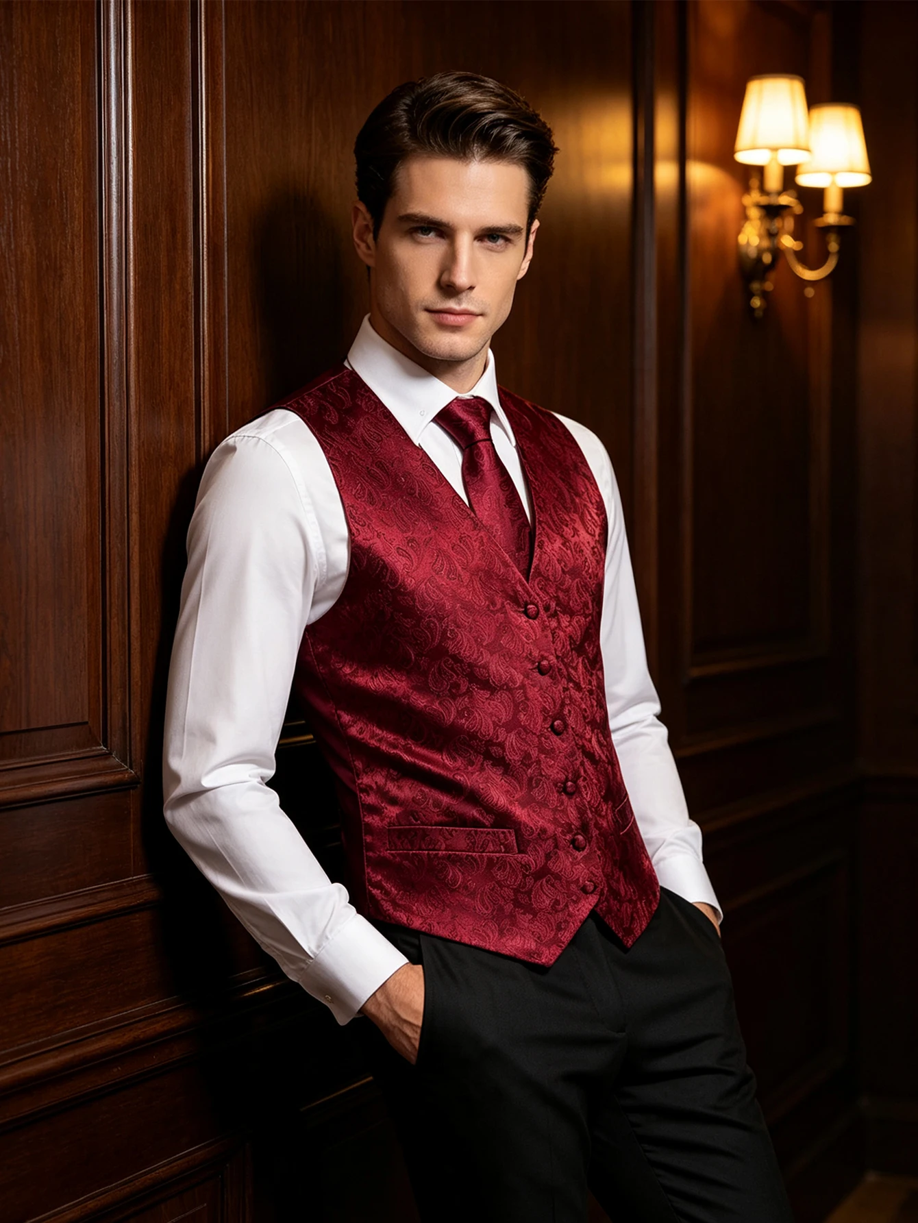 Burgunderrotes Paisley-Accesso – Mens Grooming Kit For Wedding Bewertung und Preis