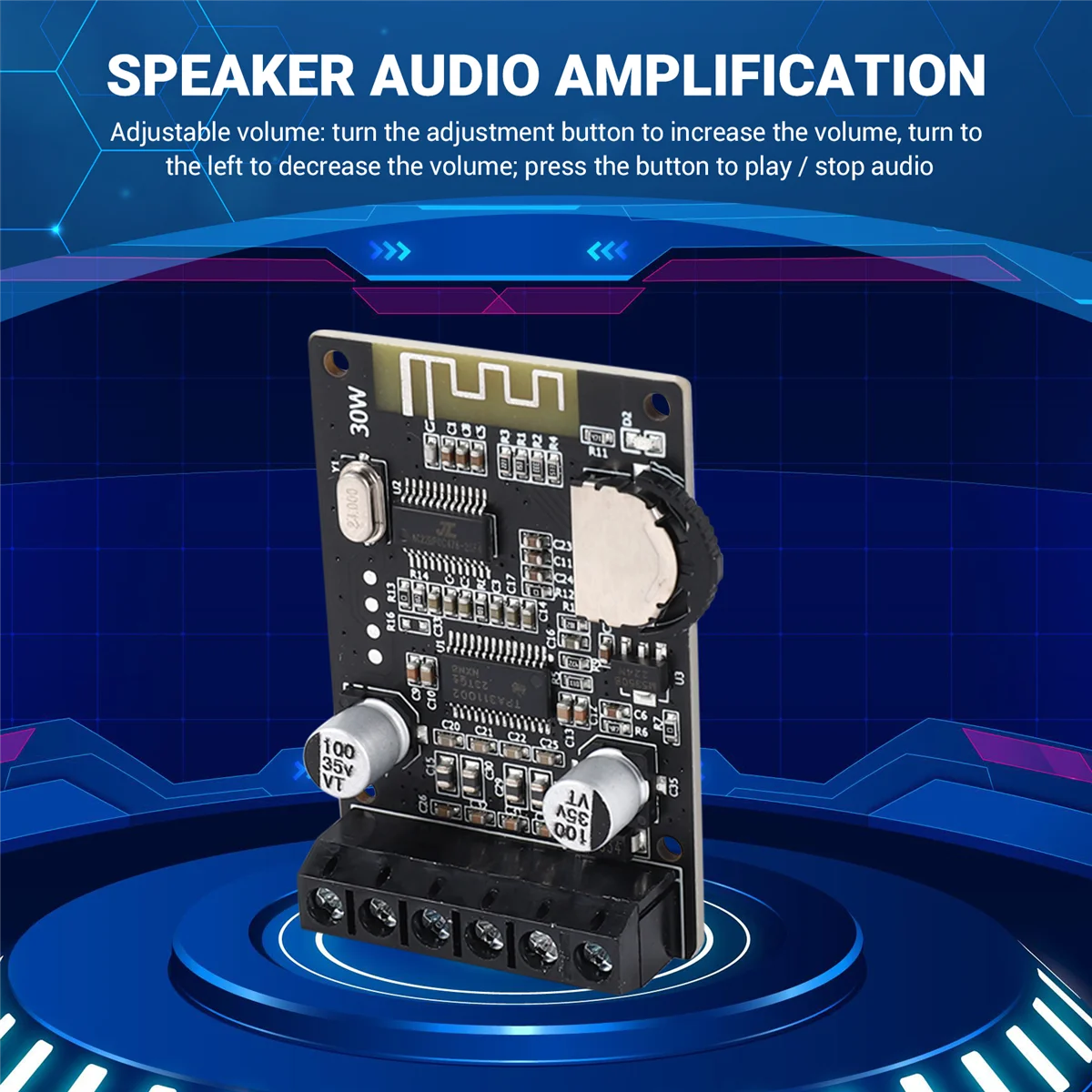 M18K-20W Stereo Bluetooth Power Amplifier Board 12V / 24V High Power Digital Power Amplifier Board XY-P15W Without Shell