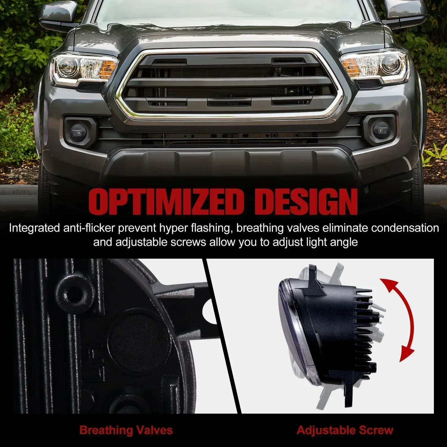 Plug and Play LED Headlight Retrofit Fog Light Lens for Toyota Tacoma 2016-2018, 12V 5500K