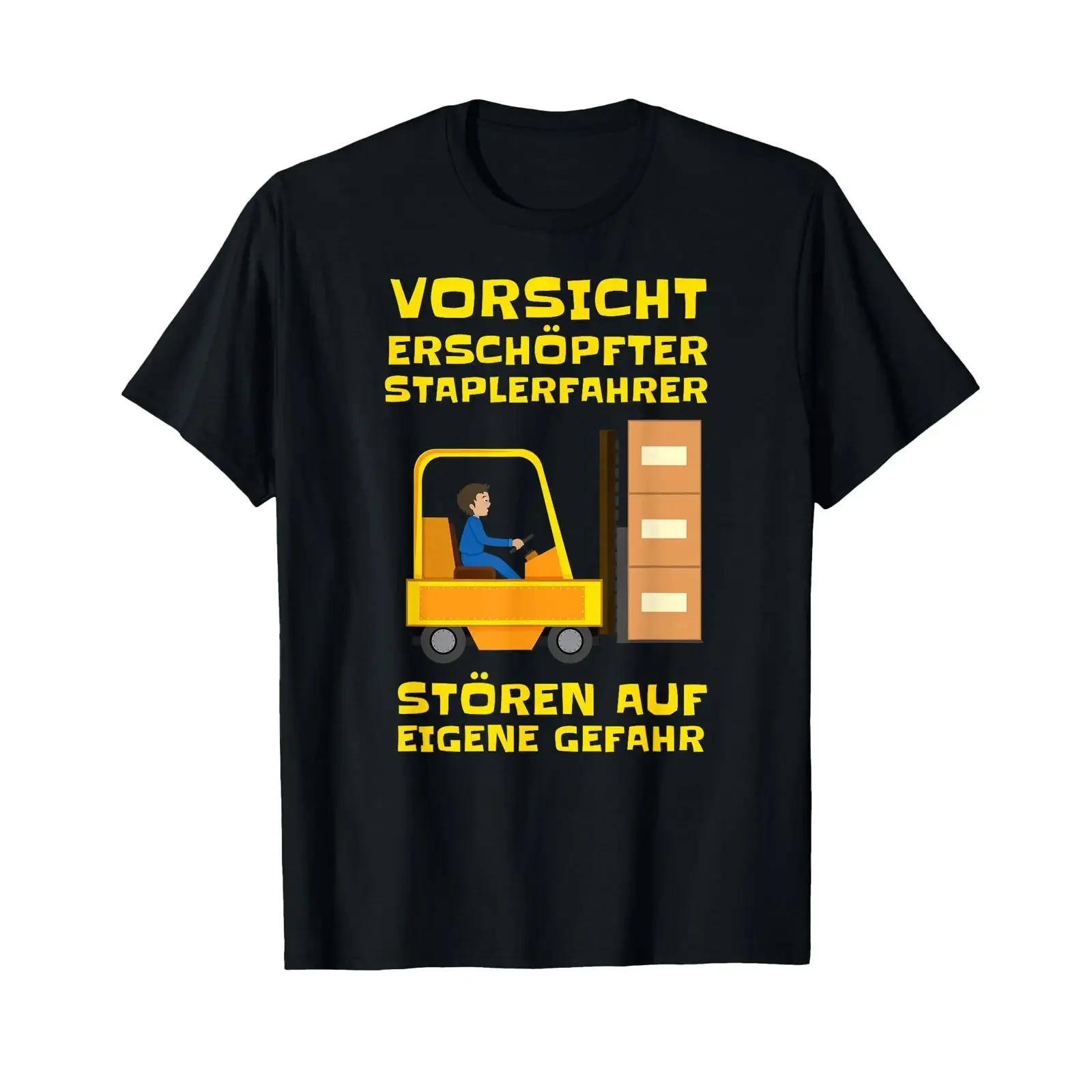 Gabelstapler Lagerlogistik T-Shirt Vintage Gewaschen Lässig Herren Vielseitig Leichtes Oberteil Für den Alltag Stilvoll