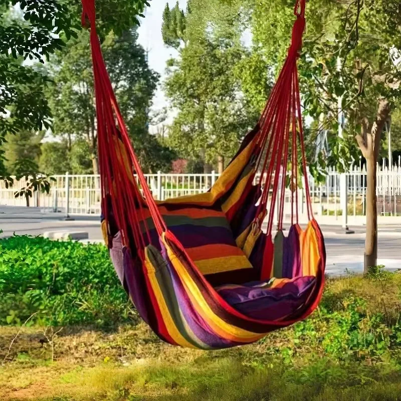 Outdoor Thickened Canvas Hammock Camping Outdoor Swing Net Hed Anti Rollover Striped Hanging Chair Hammock image 2