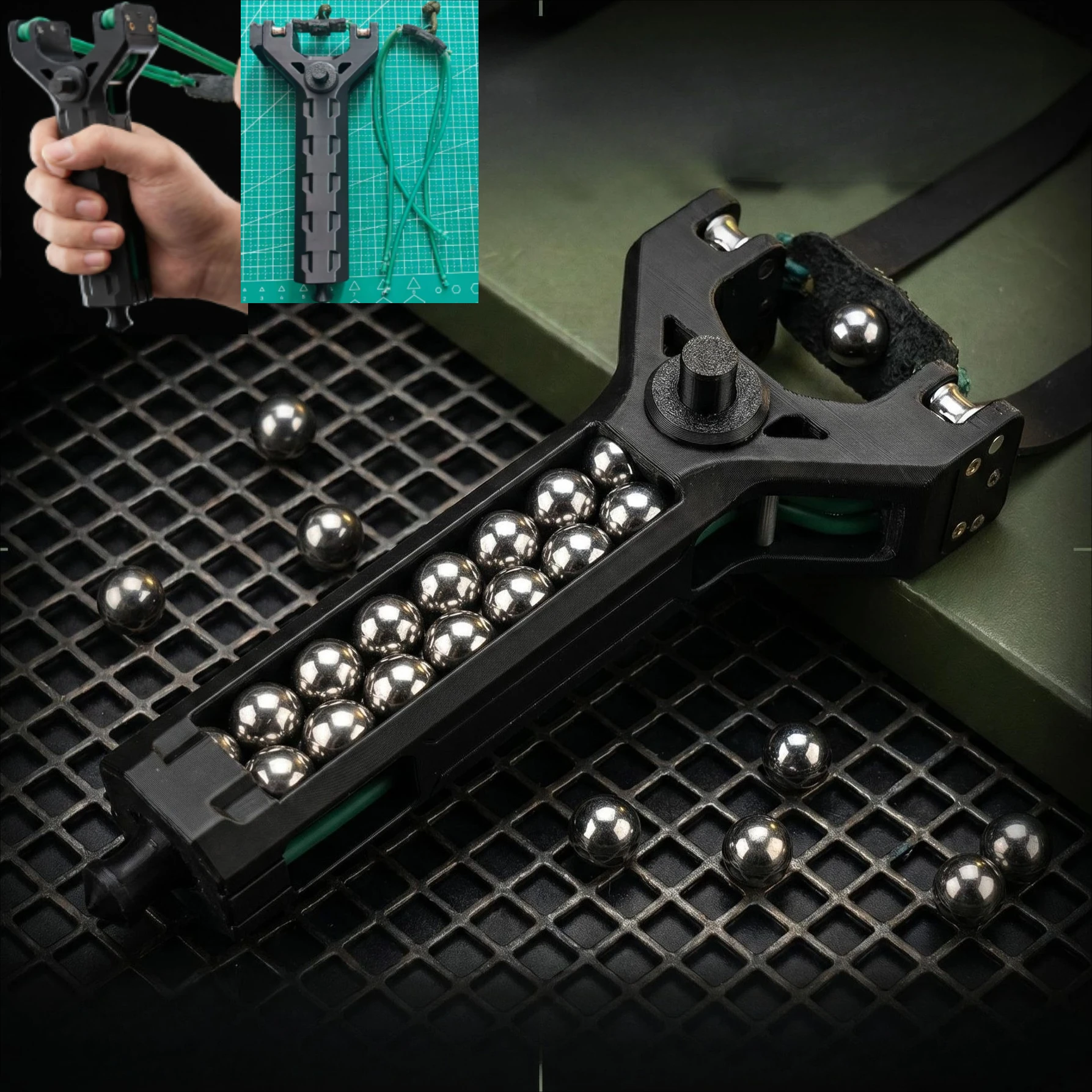 Magnetic Leather Bag Outdoor Competitive Tool Parts Automatic Rapid Fire Continuous S-lingshot Tools