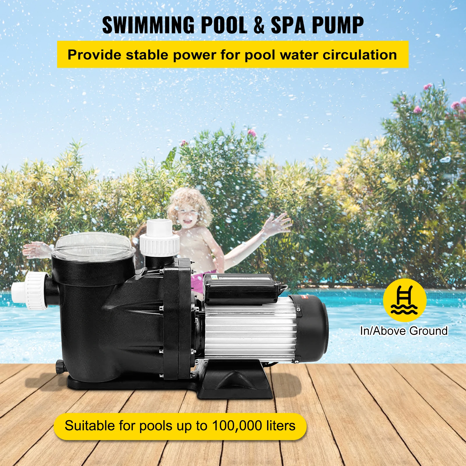 SucceBuy 2.5HP Pool Pump Motor with Strainer Basket, 1850W, for Pool & Aquarium Above/In-Ground