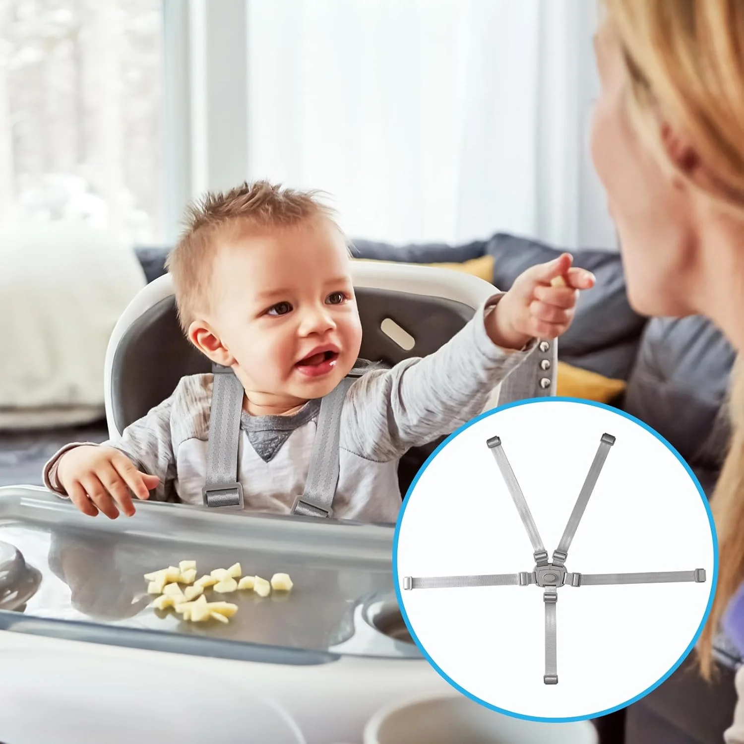 Graco 用ハイチェアストラップ、ポリエステルとプラスチックの調節可能なハイチェアストラップベビーシートハイチェアキッズベビーカーアクセサリー 5 Po