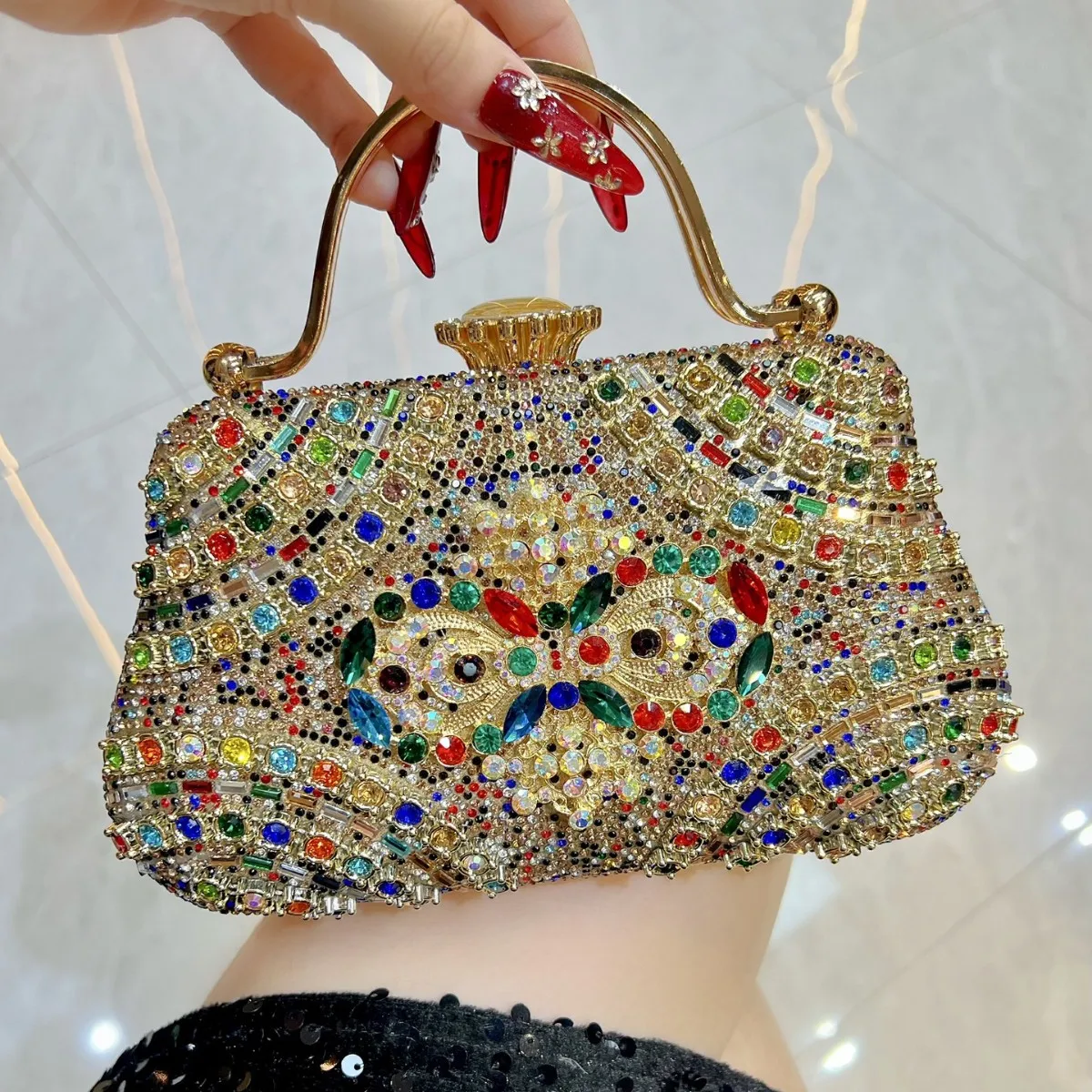

Luxury Diamond Evening Bags For Women Chain Shoulder Crossbody Bags Rhinestones Party Wedding Clutch Ladies Elegant Banquet Bag