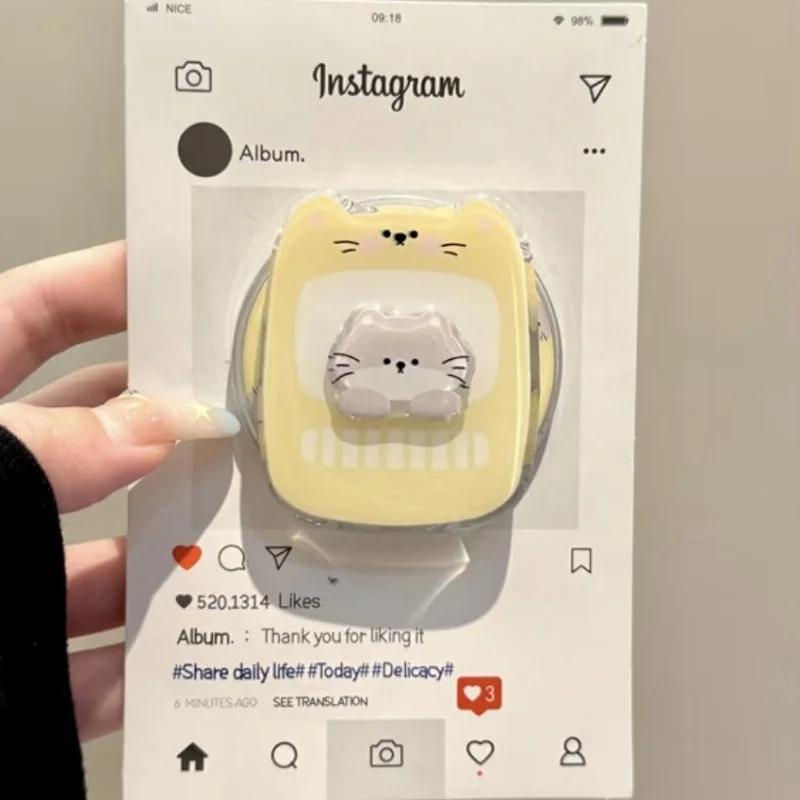 

Cute Cartoon Kitten For Magsafe Magnetic Phone Griptok Grip Tok Stand For iPhone 15 16 17 Wireless Charging Case Holder