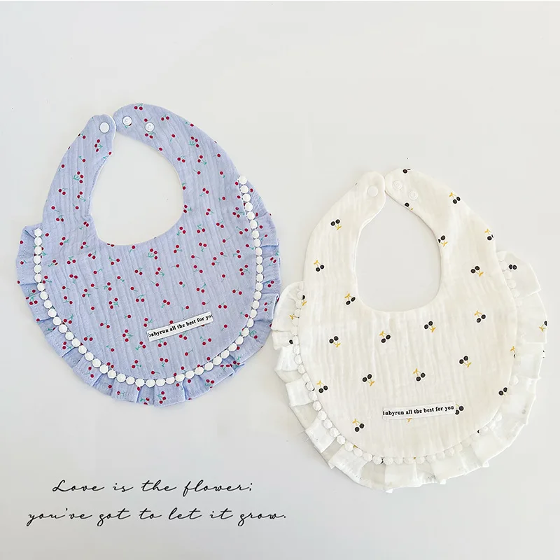 Baby Muslin Bibs Boys Girls 2PCS Bibs Infants Newborns Toddlers Saliva Towel 100% Cotton Absorbent Soft Layers Adjustable Snaps