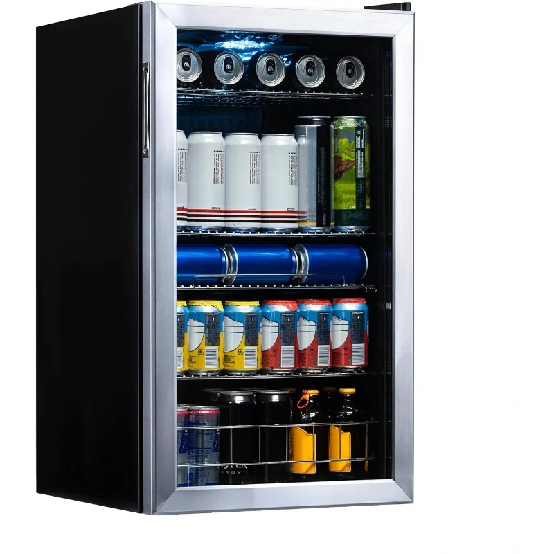 Beverage Refrigerator Freestanding with Right Hinged Glass Door Mini Fridge Perfect for Storing Sodas and Cold Drinks Portable