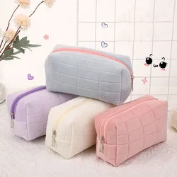 1pc Pink Blue Pillow Design Cosmetic Bag for Women Girl Makeup Brush Storage Pouch Large-capacity Student Storage Pencil Case