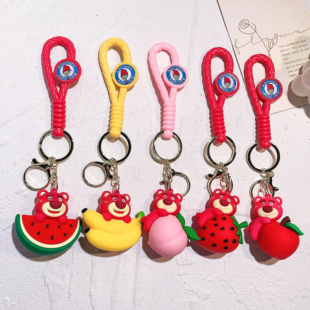 New Lotso Fruit Disney Keychains Toy Story Kawaii Anime Charm Bag Car Key Chain Strawberries Doll Keyring Cute Pendant Kids Gift