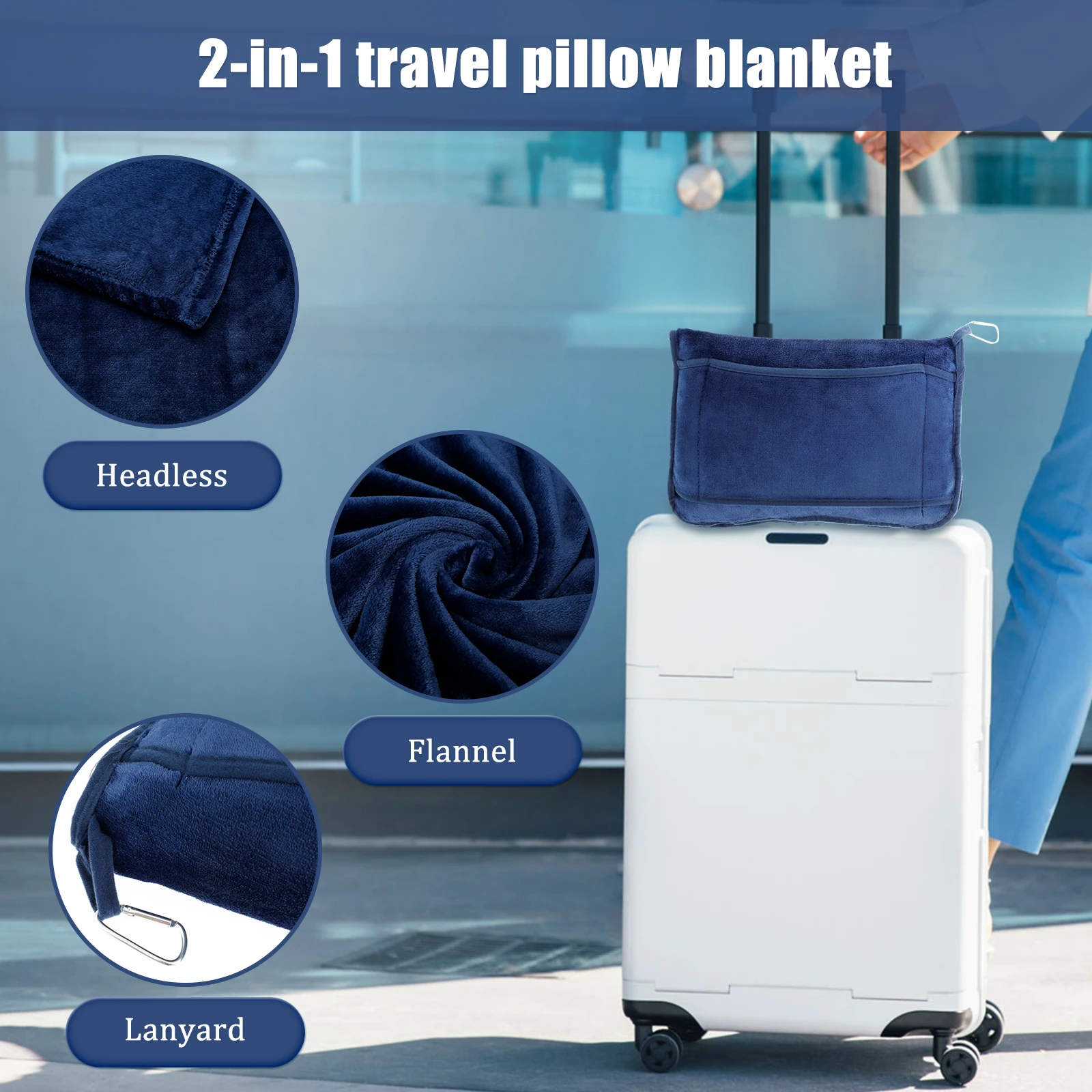 Couverture De Voyage 2 En 1 Douce Et Chaude Avec Coussin - Compacte Pour Avion Voiture (Rose)