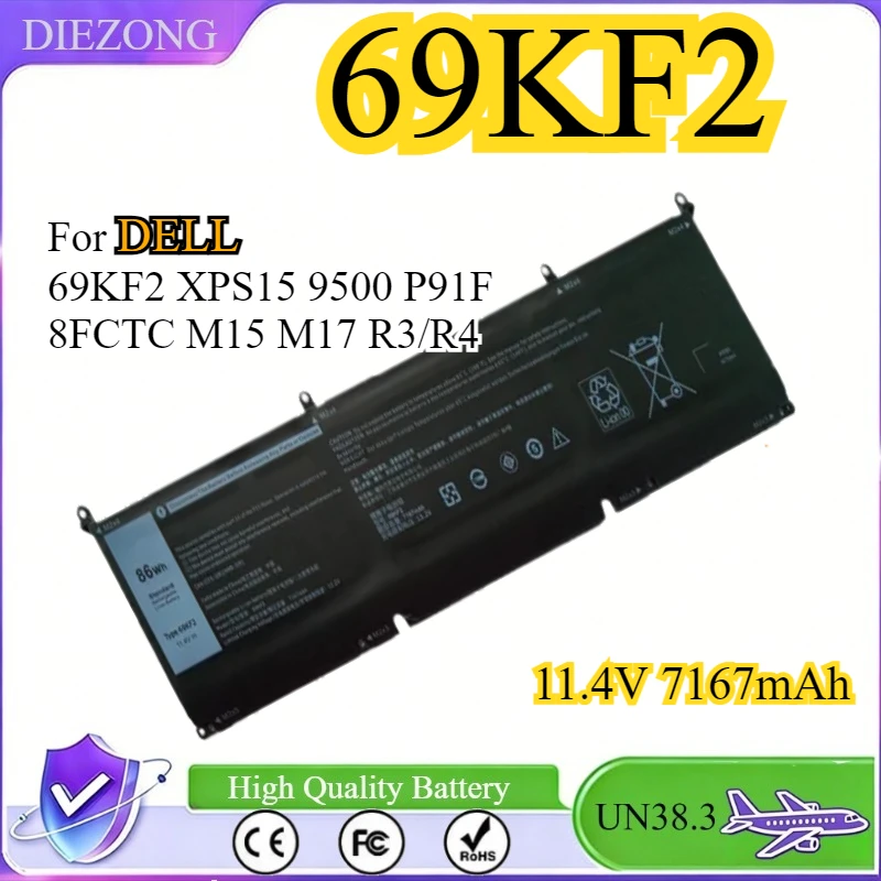 New Replacement Battery For DELL 69KF2 XPS15 9500 P91F 8FCTC M15 M17 R3/R4 Laptop Battery