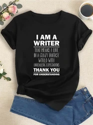 2024 Women's New I Am A Writer Funny Author T-Shirt Gift Tee Short Sleeve Round Neck Top Women's T-shirt