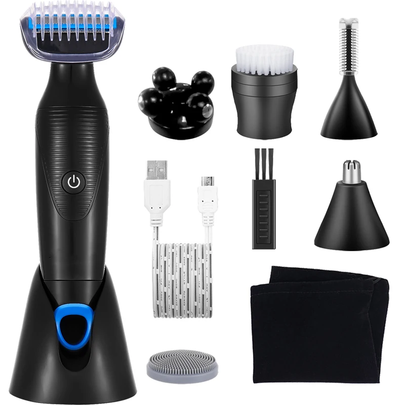 6-in-1 multifunctional electric shaver with waterproof hair removal device for shaving armpit hair, body hair, and nose hair