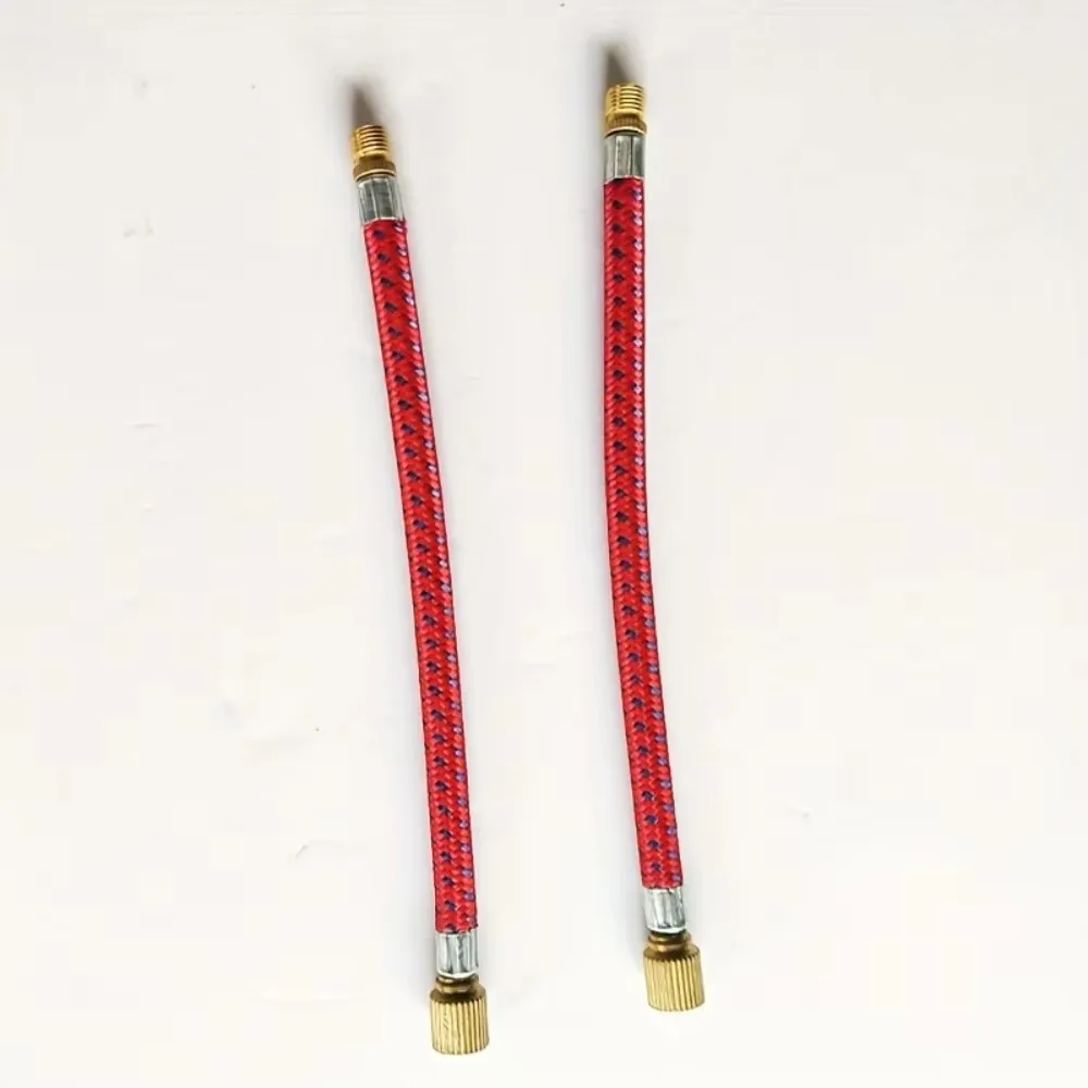 2 tragbare Fahrradpumpen-Verlängerungsschläuche, 16 cm langer, langlebiger, metallummantelter Schlauch für die Pumpe – Detail 2