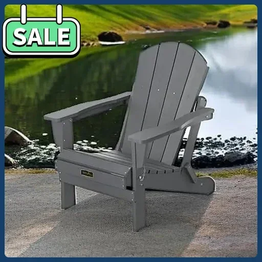 

Portable Folding Adirondack Chair for Patio Garden Fire Pit - Relaxation and Comfort in Gray