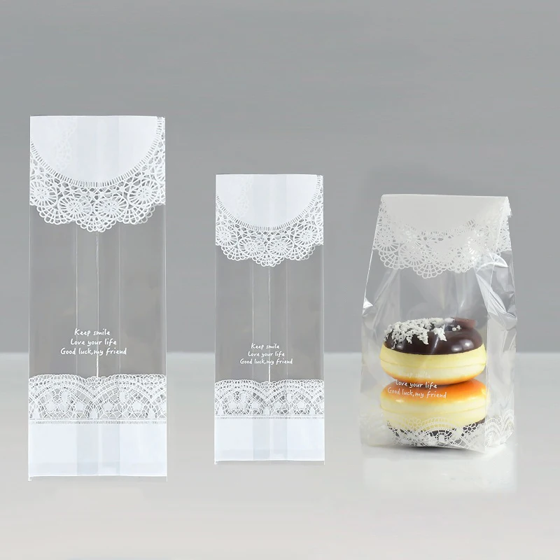 25/50pcs dentelle blanche transparente Cookie Biscuit emballage en plastique sacs cadeaux mariage anniversaire bébé douche décoration Snack sacs